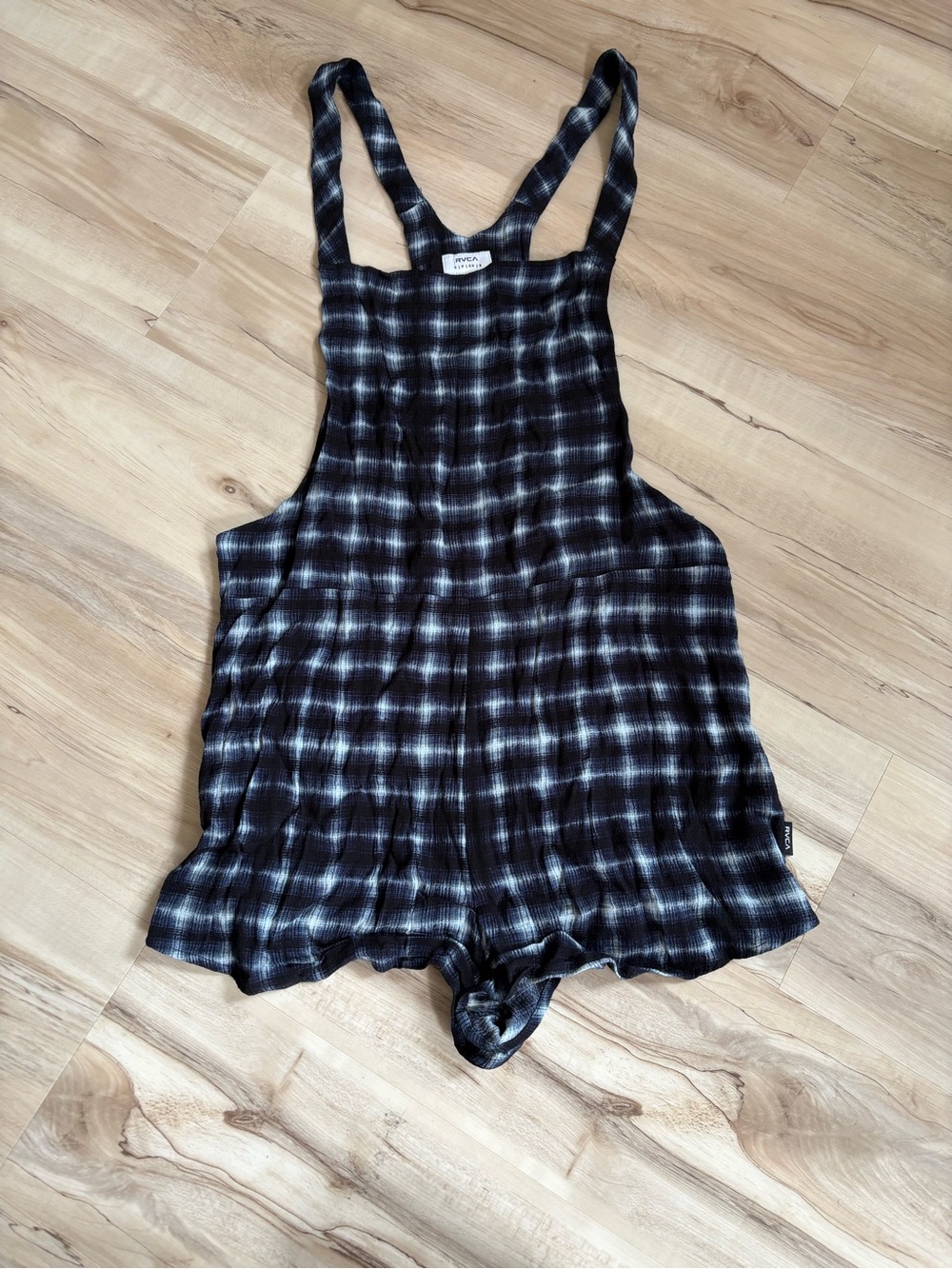 Navy & White Plaid Romper